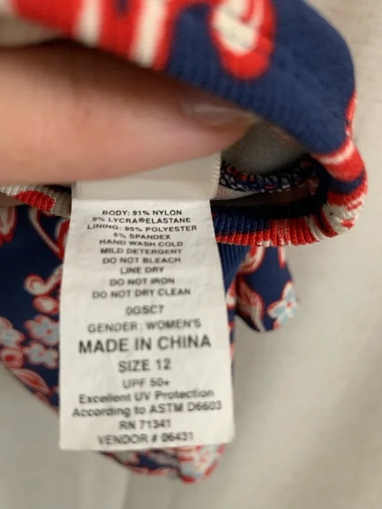 L.L. Bean UPF 50+ Floral Red White Blue Shaping Swim Skirt With Bikini Bottom 12 - Picture 8 of 8